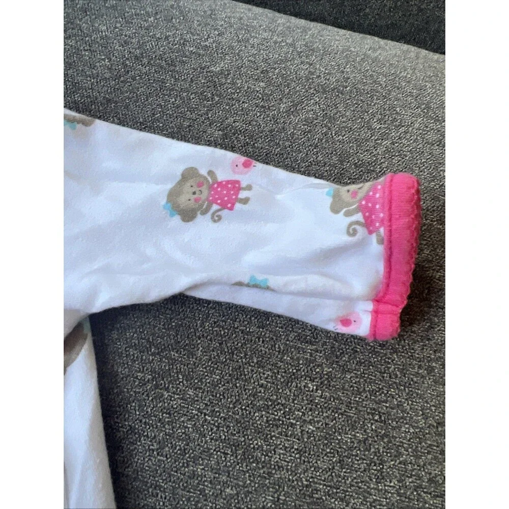 Child of Mine‎ by Carters Footed Sleeper Baby 0-3 Months White Monkey Pajamas